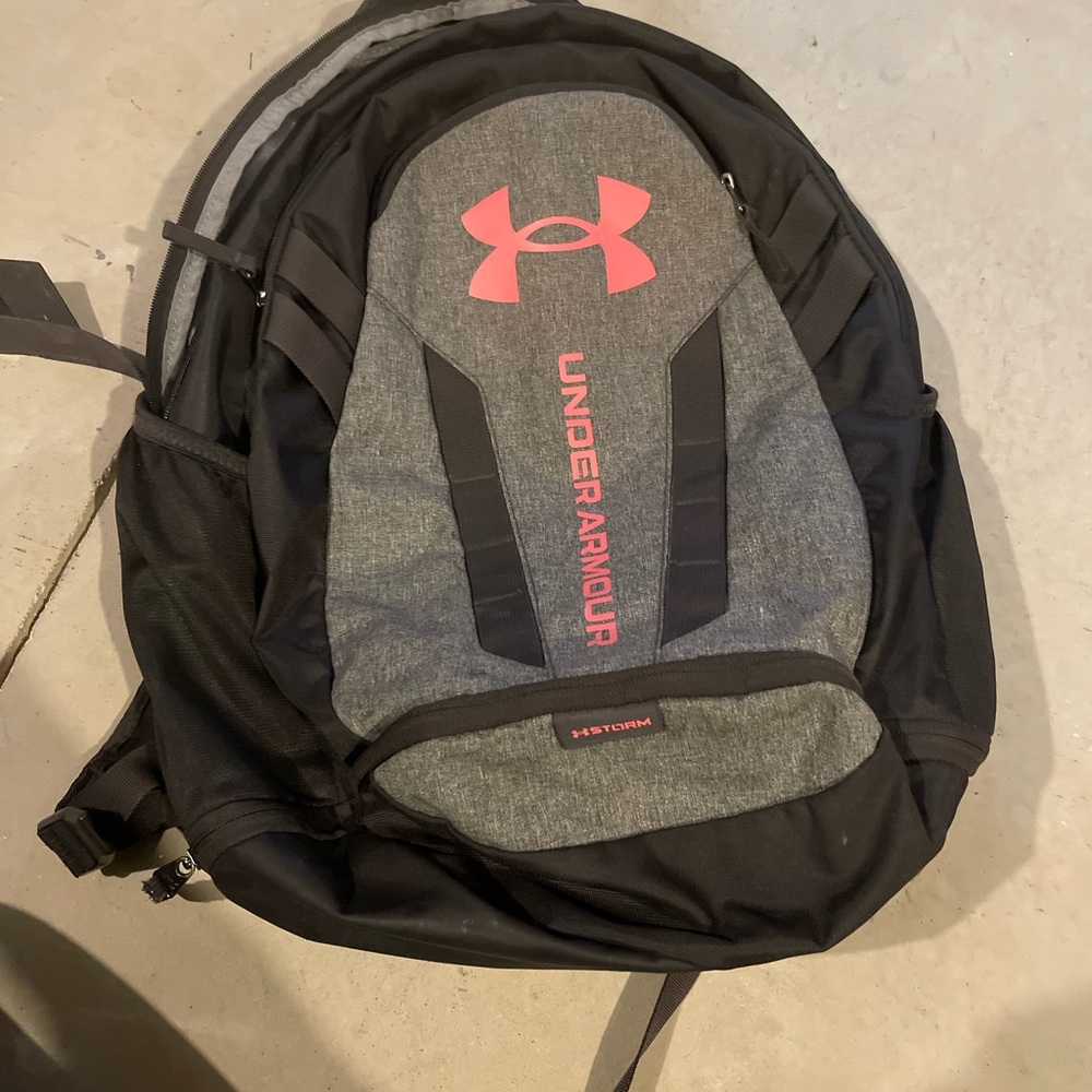 Under Armour Black and Gray Backpack with Pink Logo